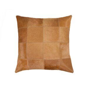 Natural Home Decor Torino Cowhide Pillow | 1-Piece | Tan | 18"x18"